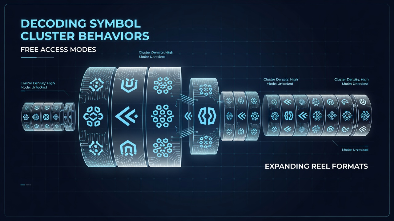 Detailed view of symbol cluster formations and reel expansions in demo play
