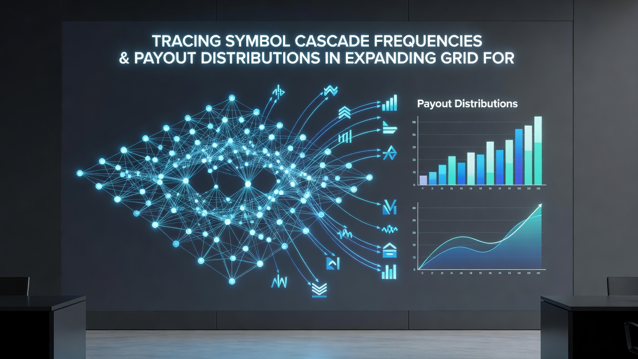 Chart displaying payout distribution curves alongside cascade frequency data points collected from expanding grid simulations